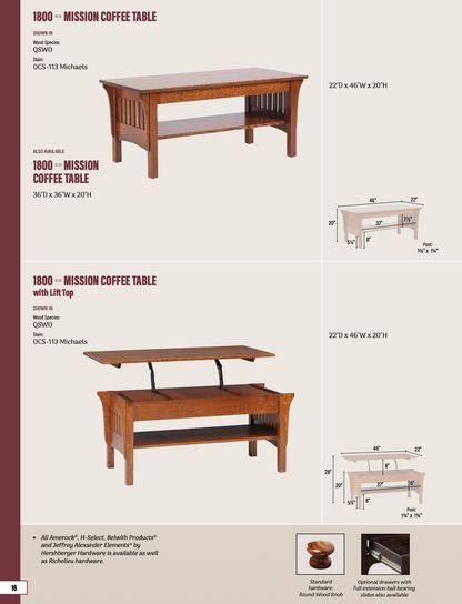 Mission Coffee Table w/ Lift Top