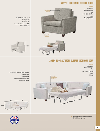 Baltimore Sleeper Chair - 24" Mattress