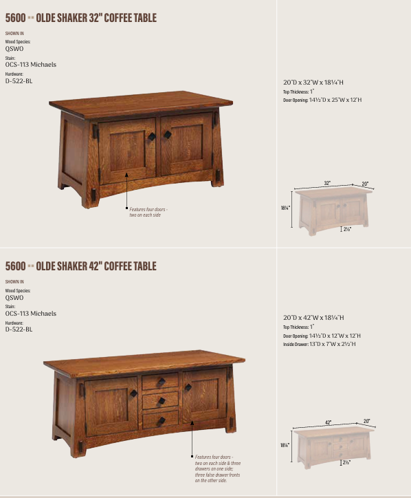 Olde Shaker 42" Coffee Table