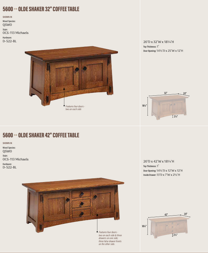 Olde Shaker 32" Coffee Table