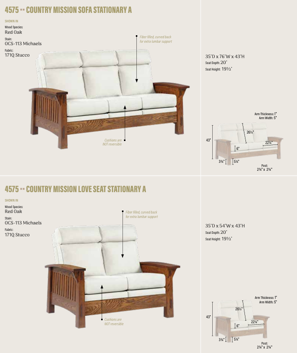 Country Mission Sofa, Stationary A
