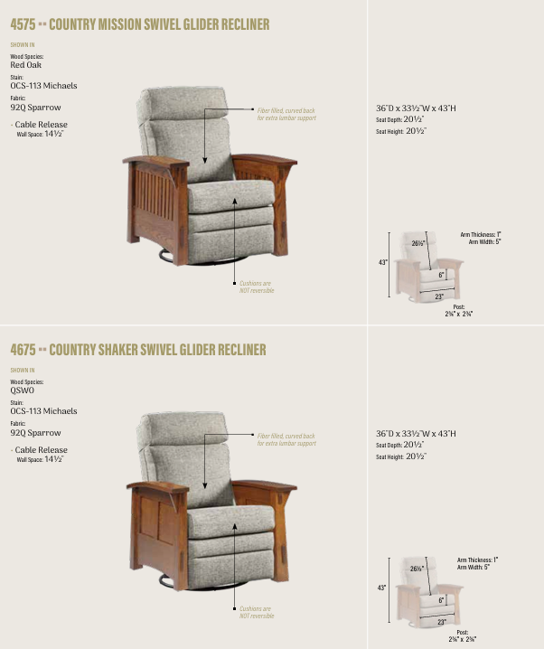 Country Shaker  Swivel Glider Recliner