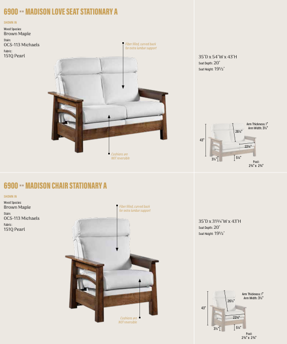Madison Love Seat, Stationary A