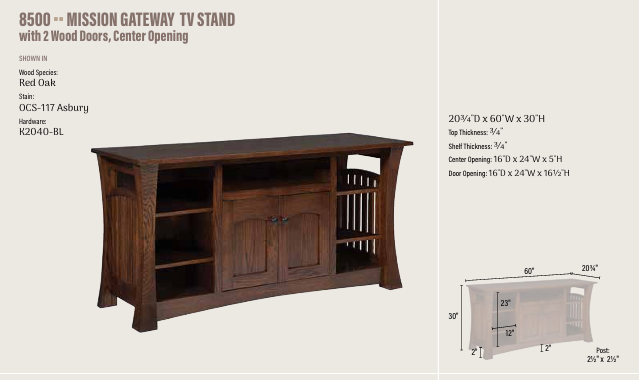 Mission Gateway TV Stand w/2 drawers & 2 doors