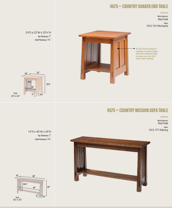 Country Mission Sofa Table