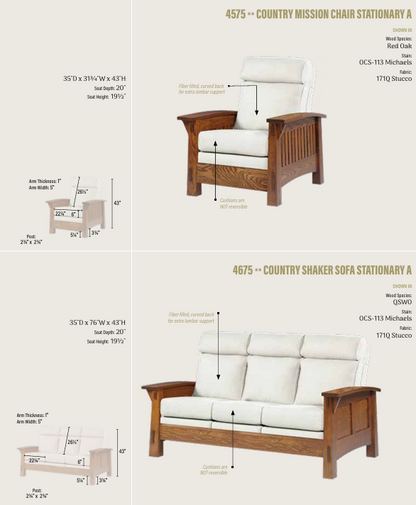 Country Shaker  Sofa, Stationary A