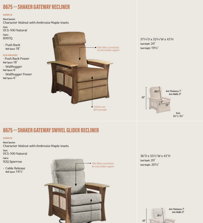 Shaker Gateway Swivel Glider Recliner