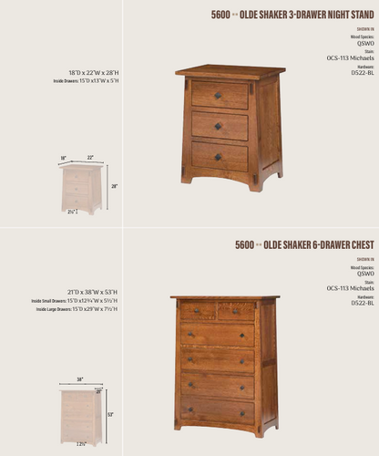 Olde Shaker 3-Drawer Night Stand