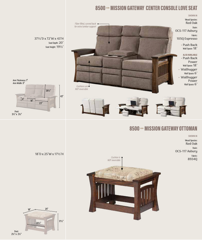 Mission Gateway Center Console Recliner Love Seat