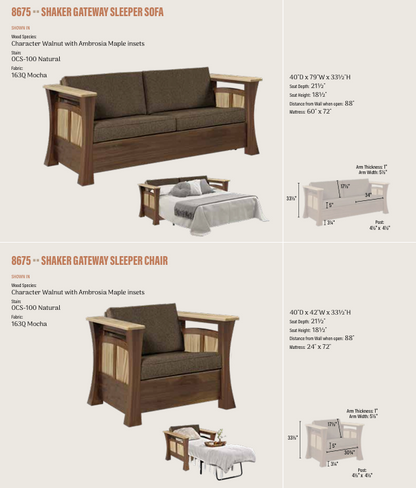 Shaker Gateway Sleeper Chair - 24" Mattress