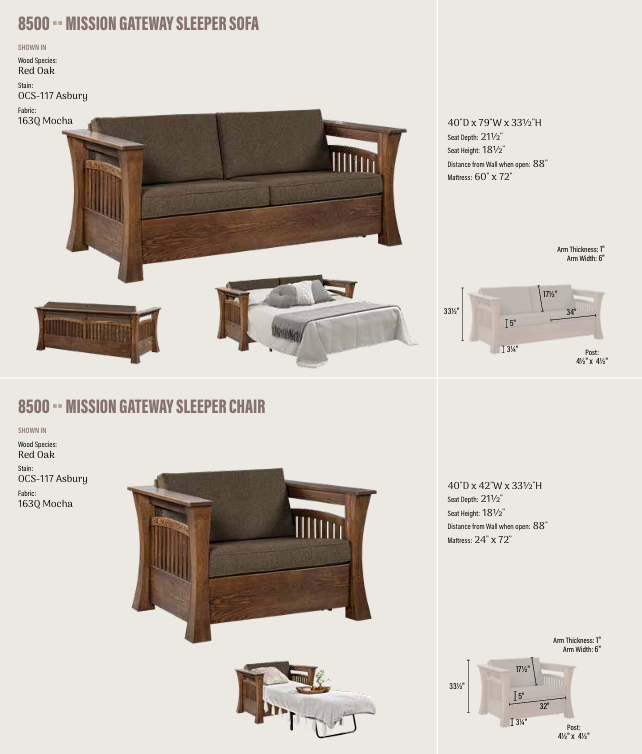 Mission Gateway Sleeper Sofa - 60" Mattress