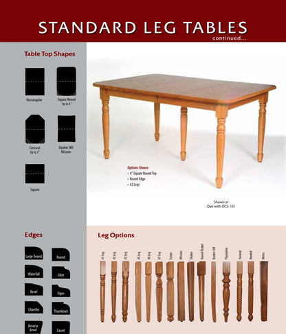 Shaker Leg Table catalog page
