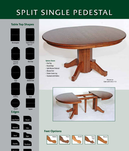 Split Single Pedestal Table catalog page
