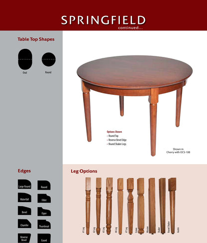 Springfield Leg Table catalog page