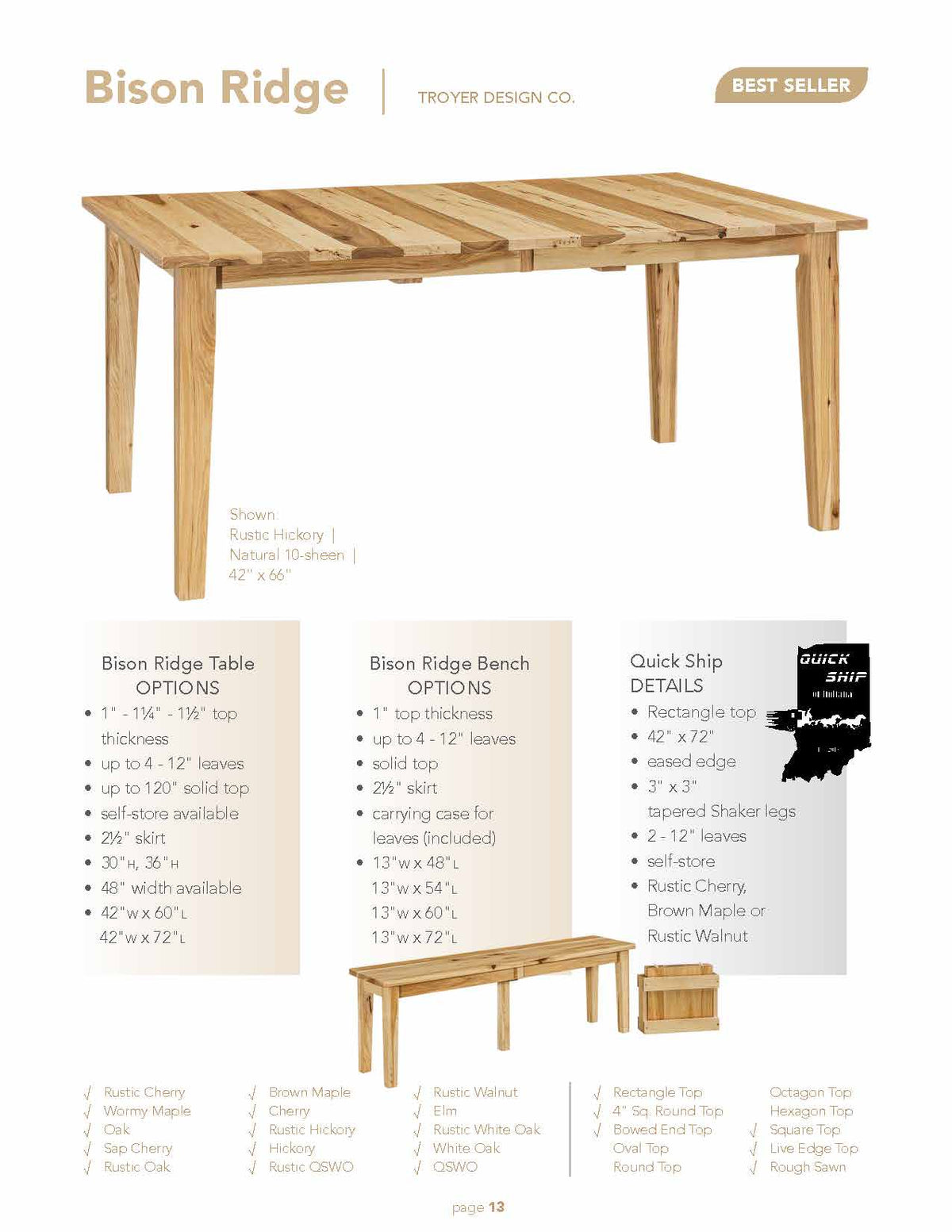 Blue Ridge Tables Bison Ridge Table – Amish Traditions