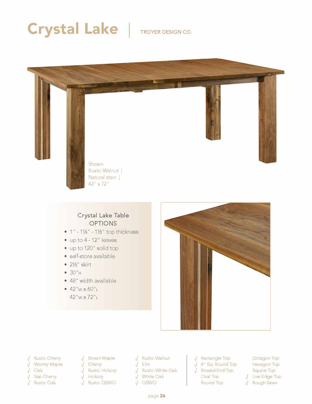 Crystal Lake Table