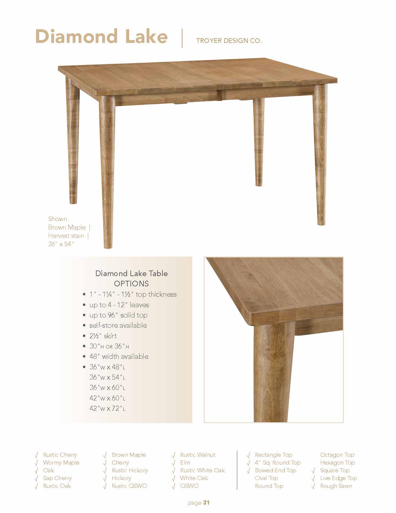 Diamond Lake Table
