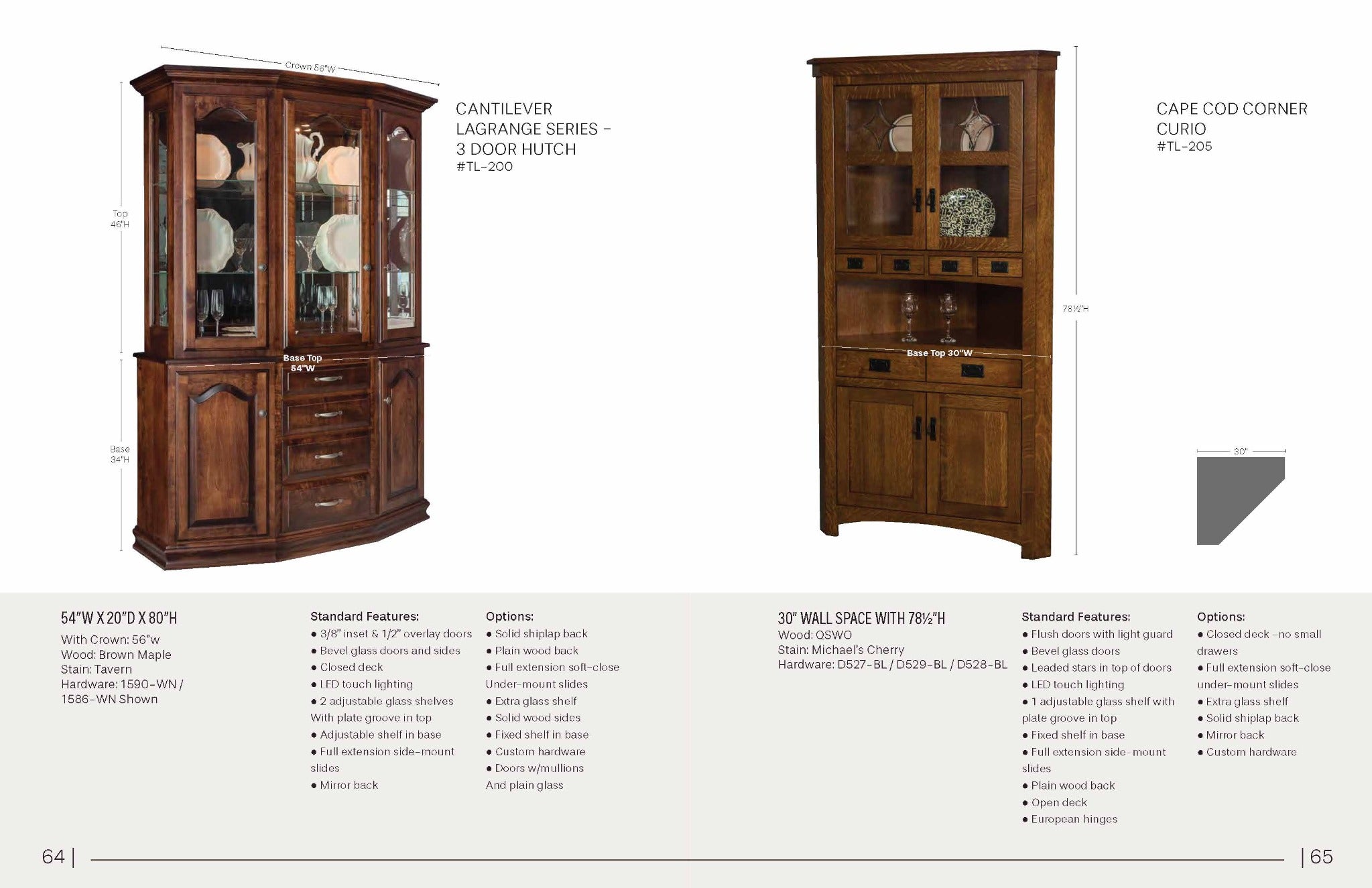 Cantilever Lagrange Series - 3 Door Hutch – Amish Traditions