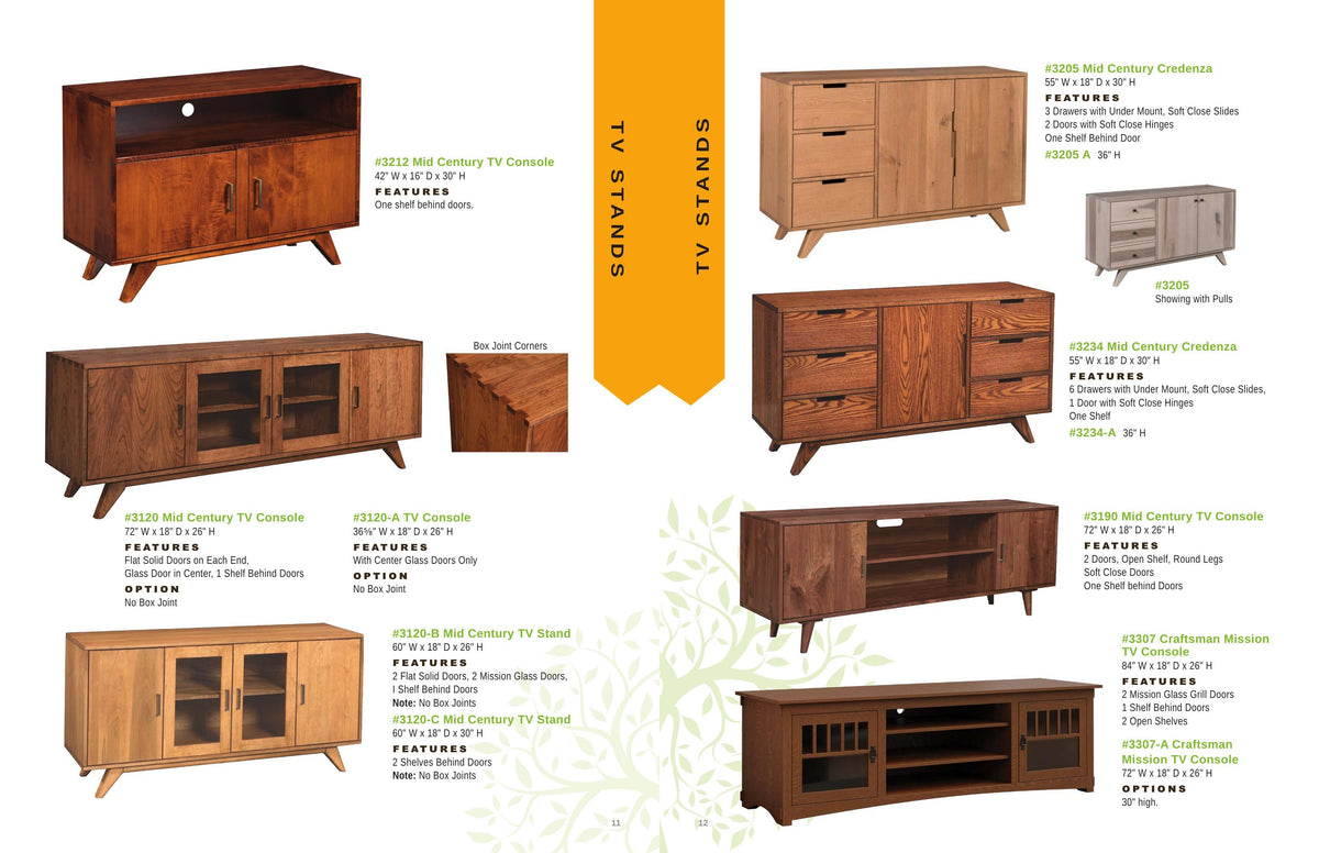Mid Century Open Shelf TV Console