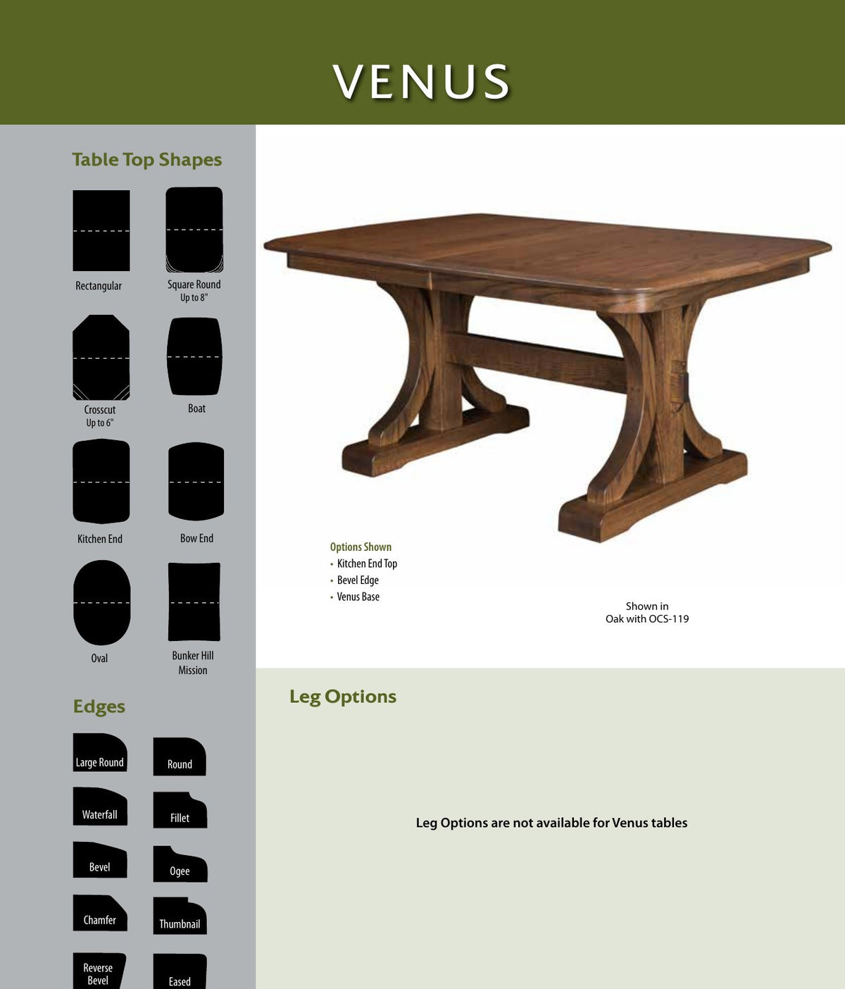 Venus Double Pedestal Table catalog page