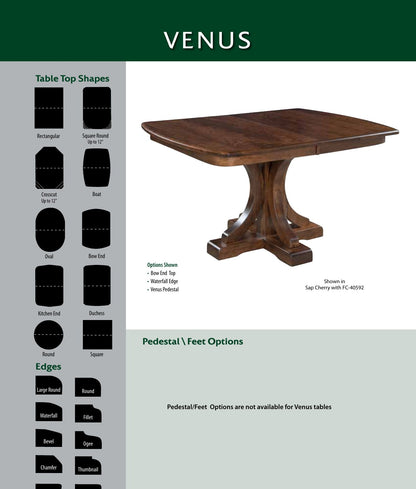 Venus Single Pedestal Table catalog page
