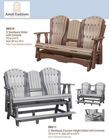 Poly Adirondack 5' Bentback Counter Height Glider