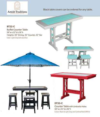 Poly Counter Table with Umbrella Holes