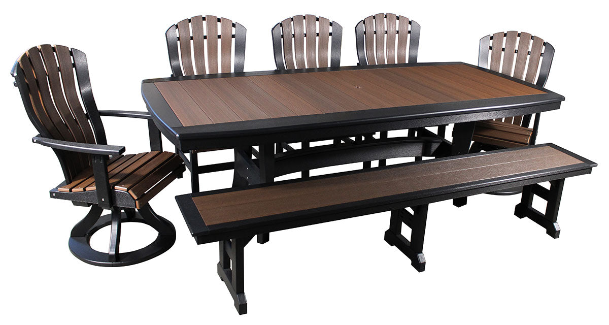 Poly 44" x 96" Table Set with Table - Dining Height with Umbrella Holes