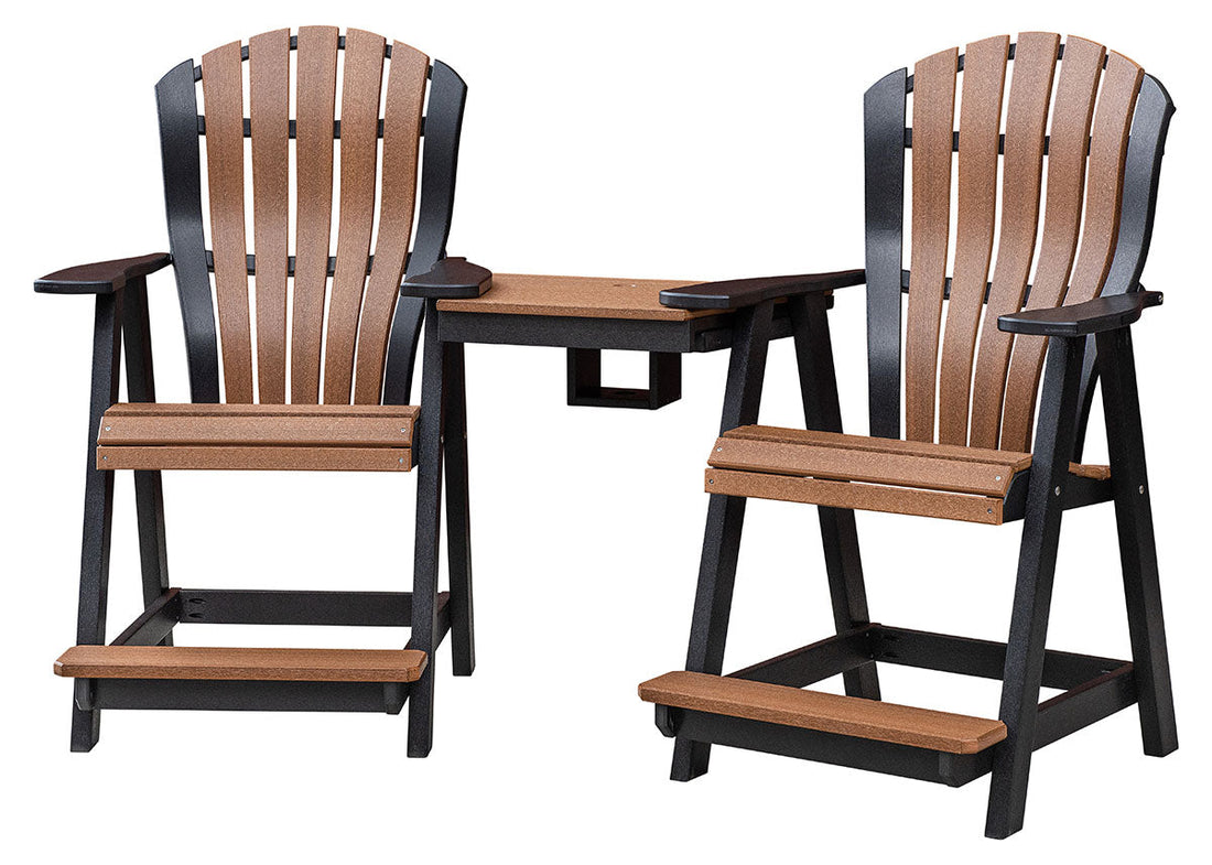 Poly Adirondack Bentback Tete A Tete Counter or Bar Height w/ Umbrella Hole