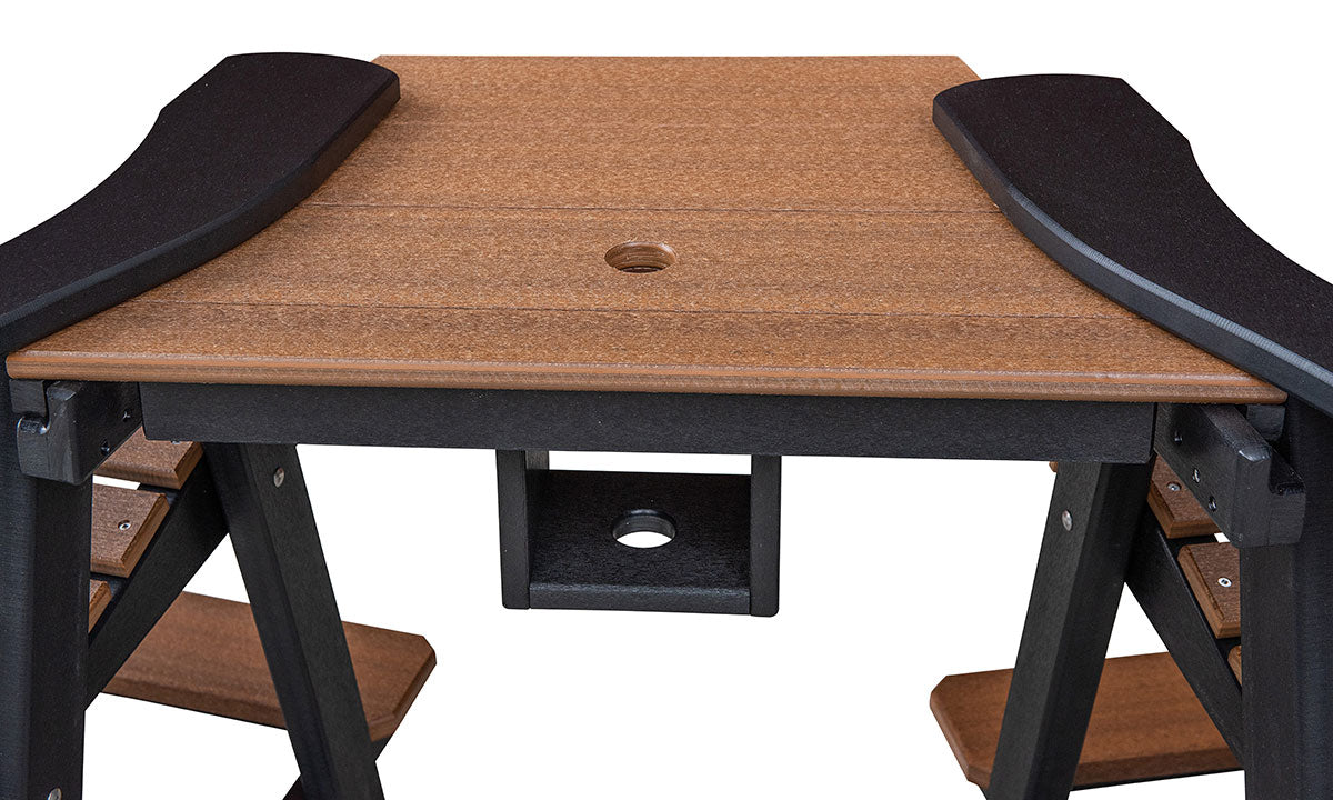 Poly Adirondack Bentback Tete A Tete Counter Height w/ umbrella hole