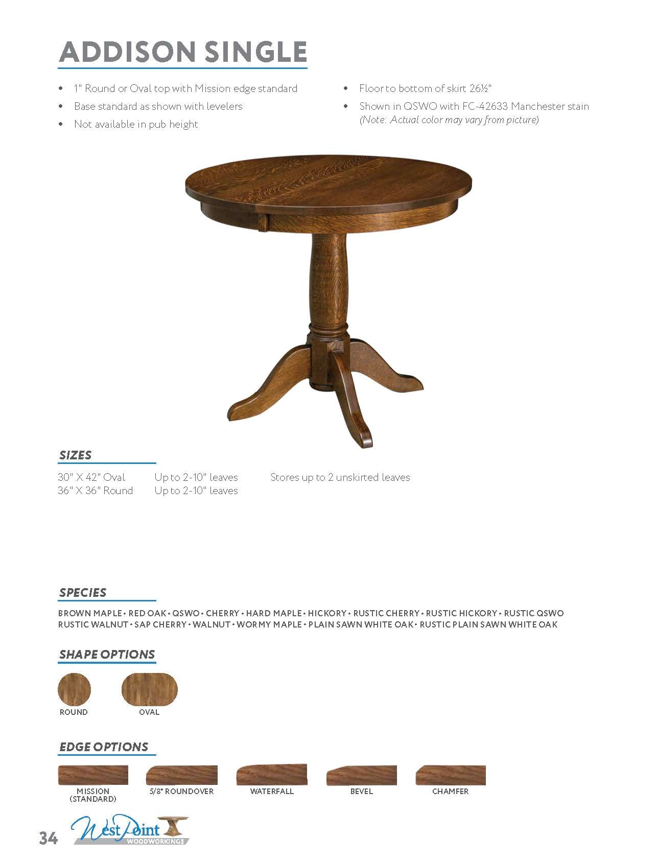 Addison Single Pedestal Table
