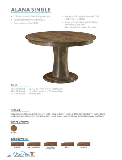 Alana Single Pedestal Table