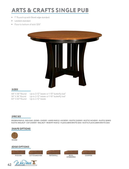 Arts & Crafts Single Pub Pedestal Table