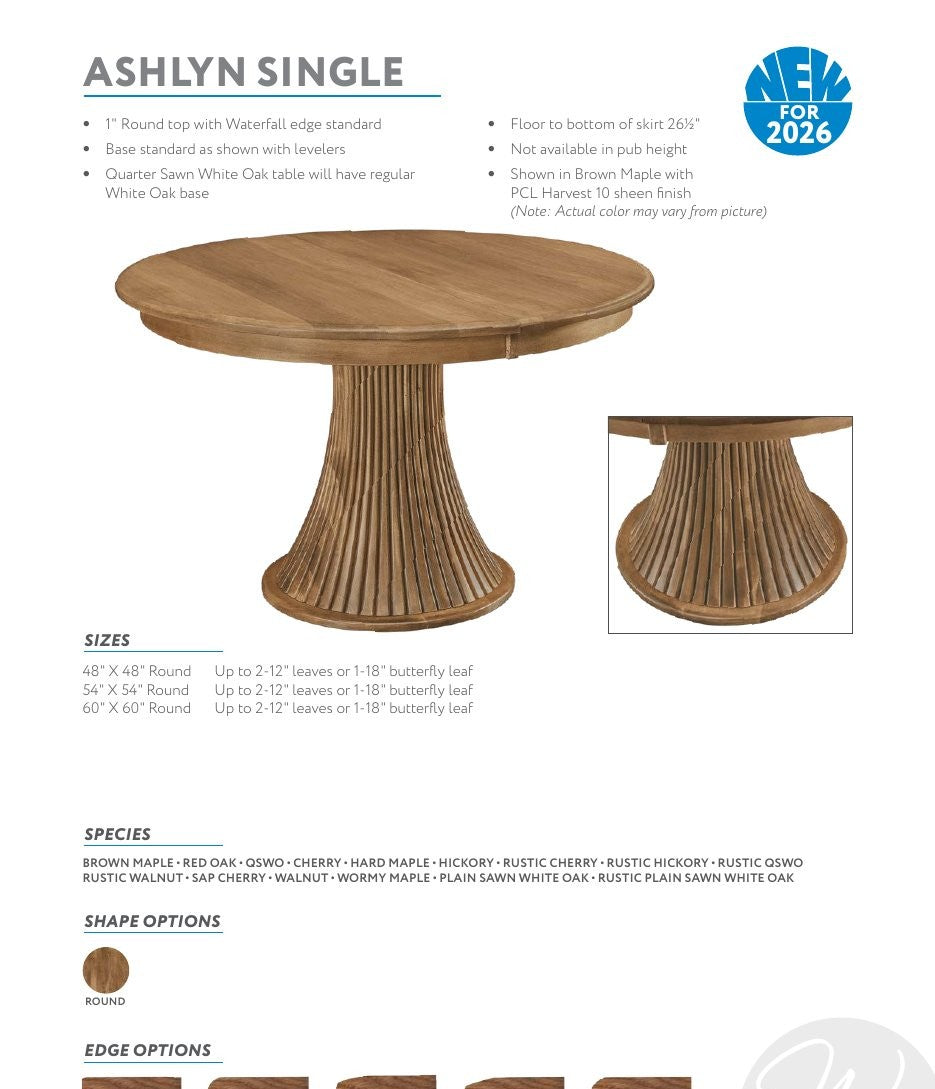 Ashlyn Single Pedestal Table