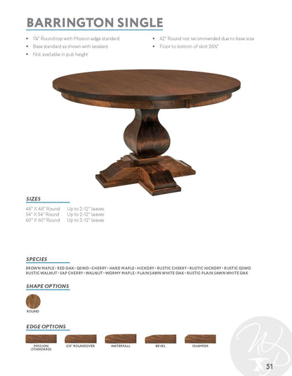 Barrington Single Pedestal Table