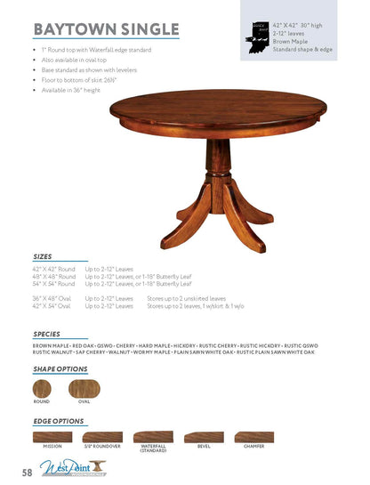 Baytown Single Pedestal Table