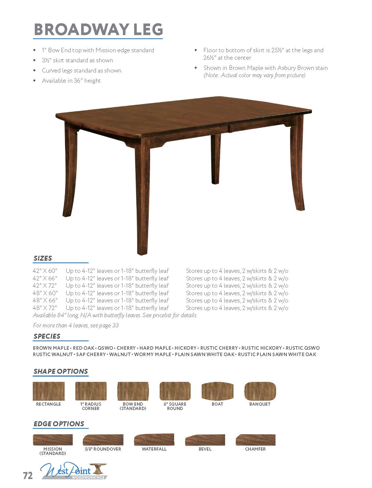 Broadway Leg Table