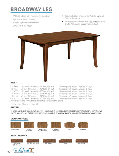 Broadway Leg Table