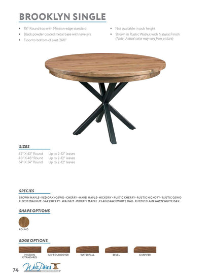 Brooklyn Single Pedestal Table