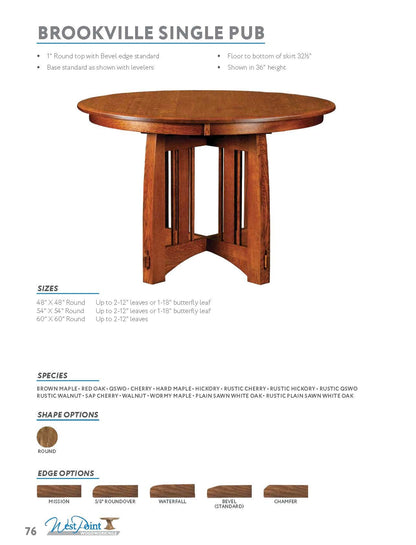 Brookville Single Pub Pedestal Table