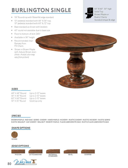 Burlington Single Pedestal Table