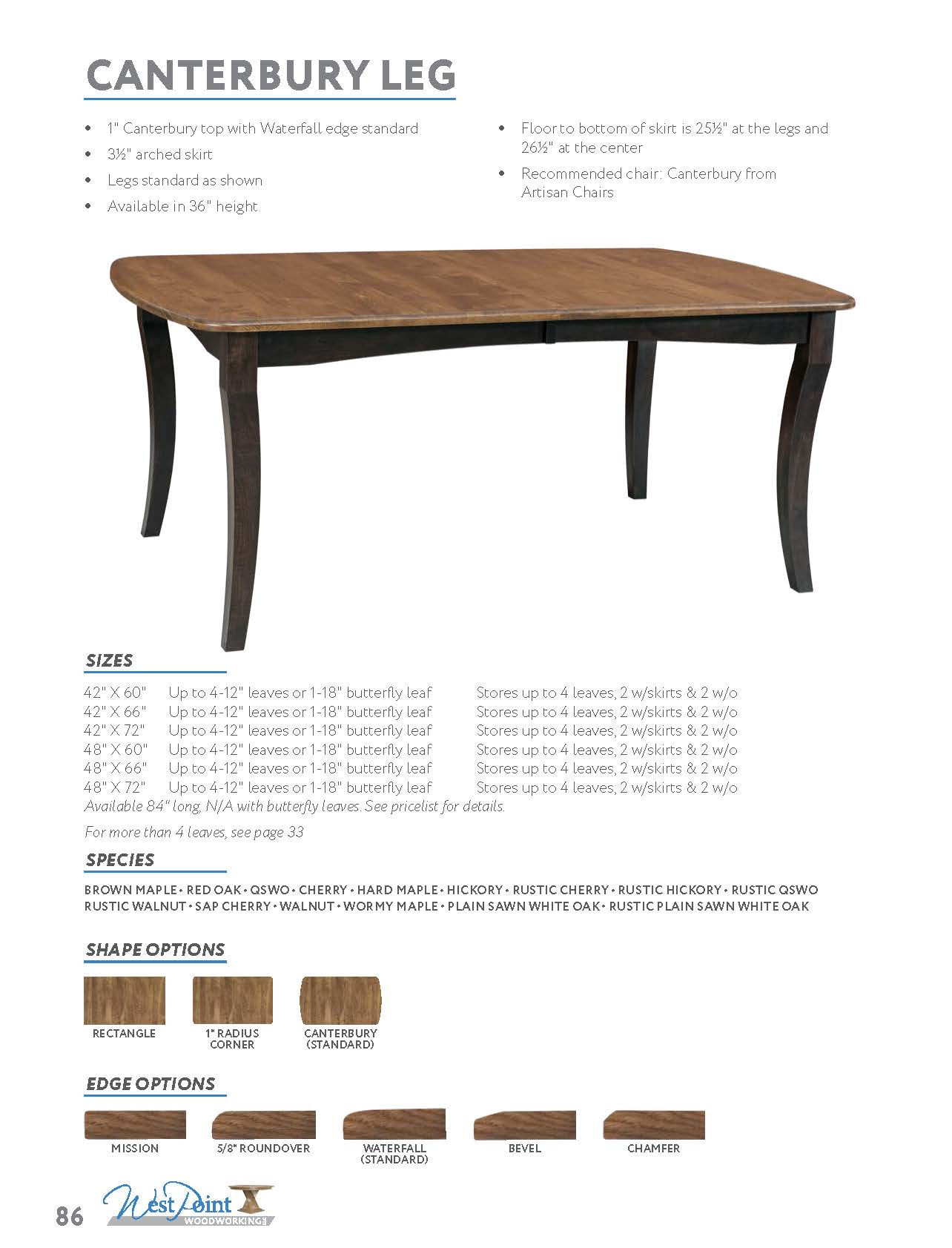 Canterbury Leg Table