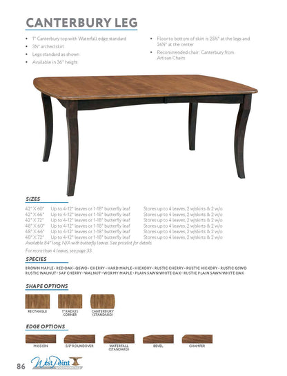 Canterbury Leg Table