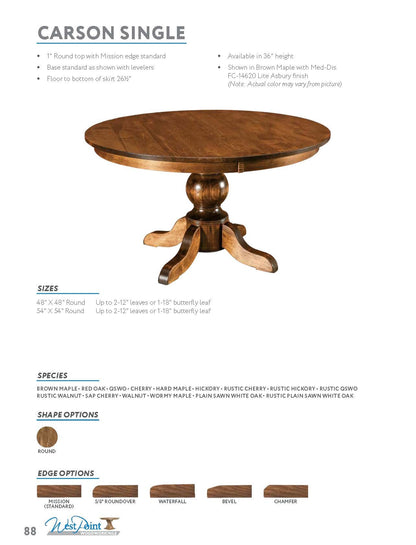 Carson Single Pedestal Table