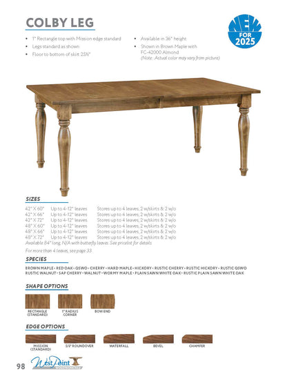 Colby Leg Table