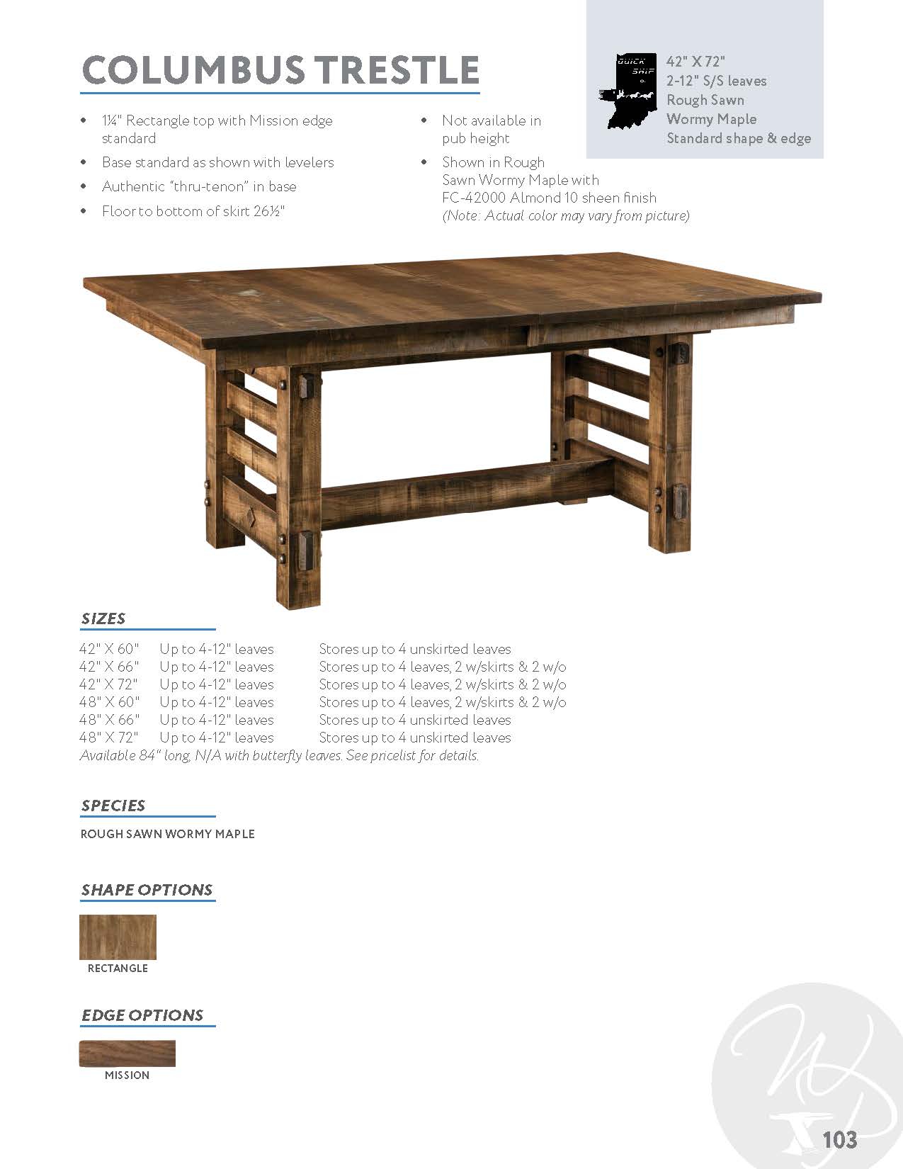 Columbus Trestle Table