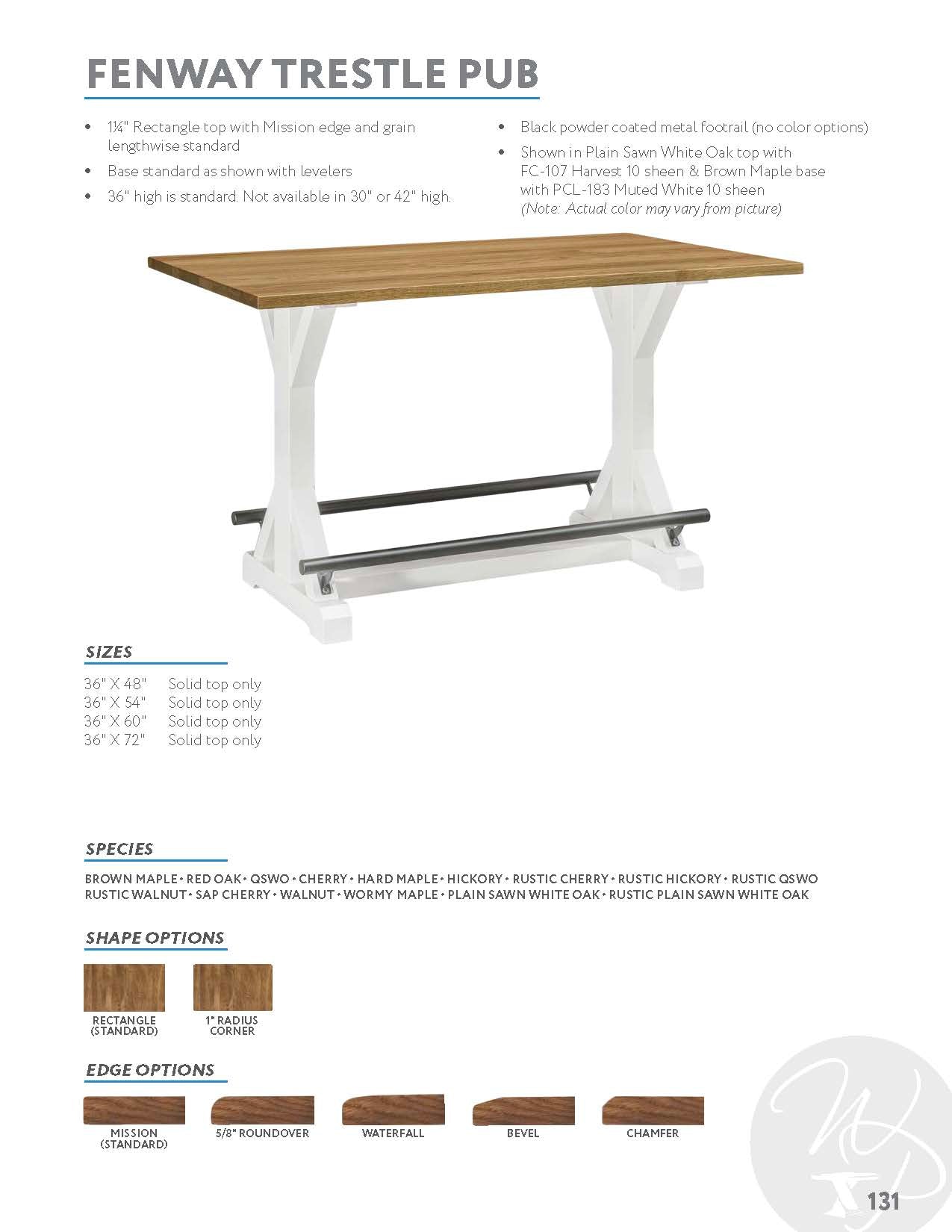 Fenway Trestle Pub Table