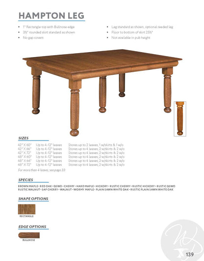 Hampton Leg Table