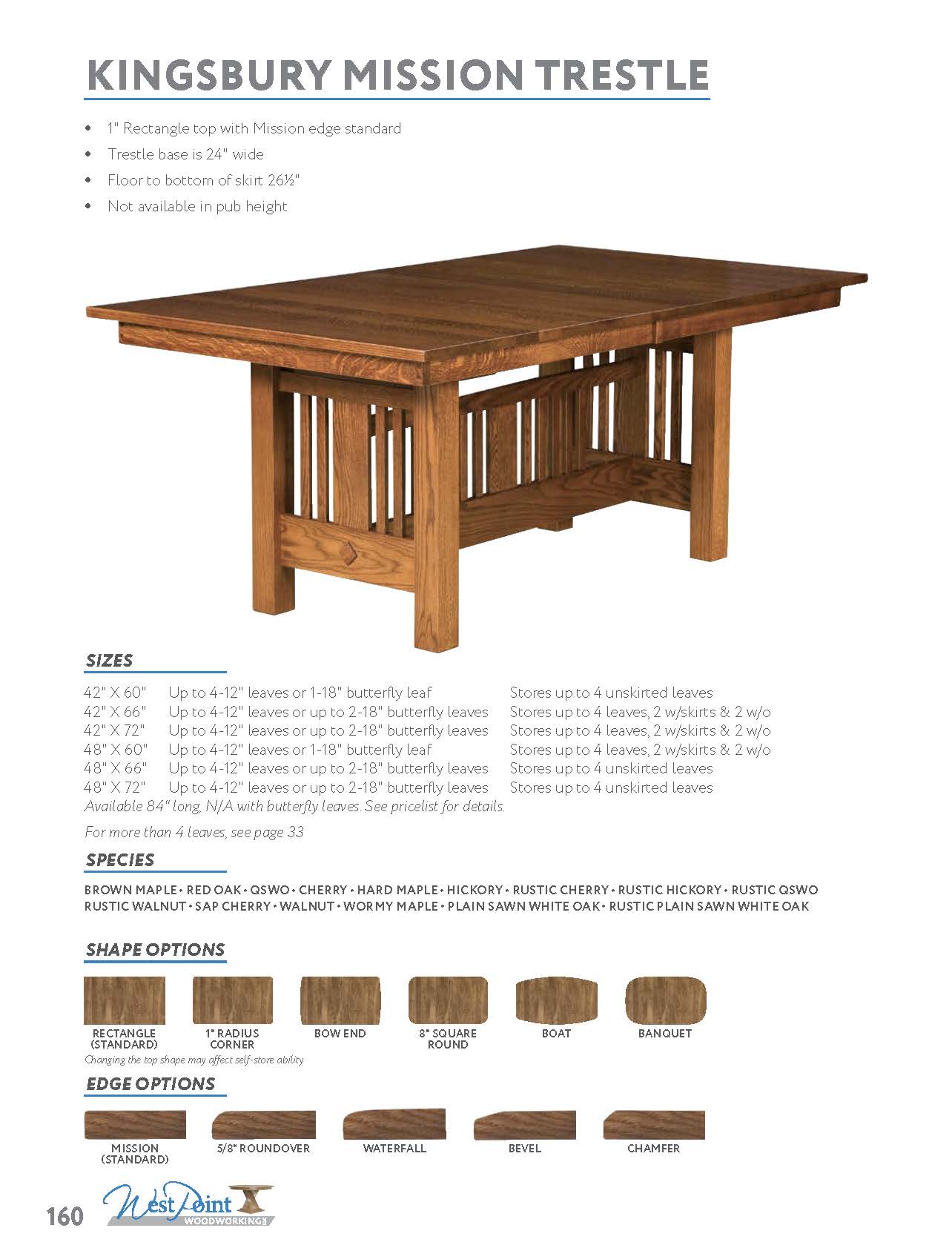 Kingsbury Mission Trestle Table