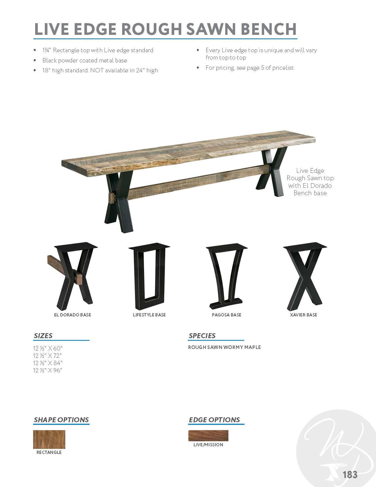 Live Edge Rough Sawn Bench